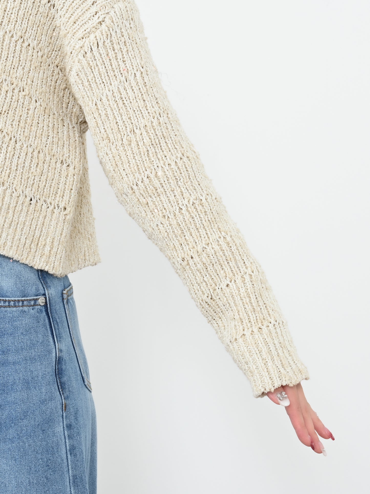 スラブミックススパンコールカーディガン　[通常]