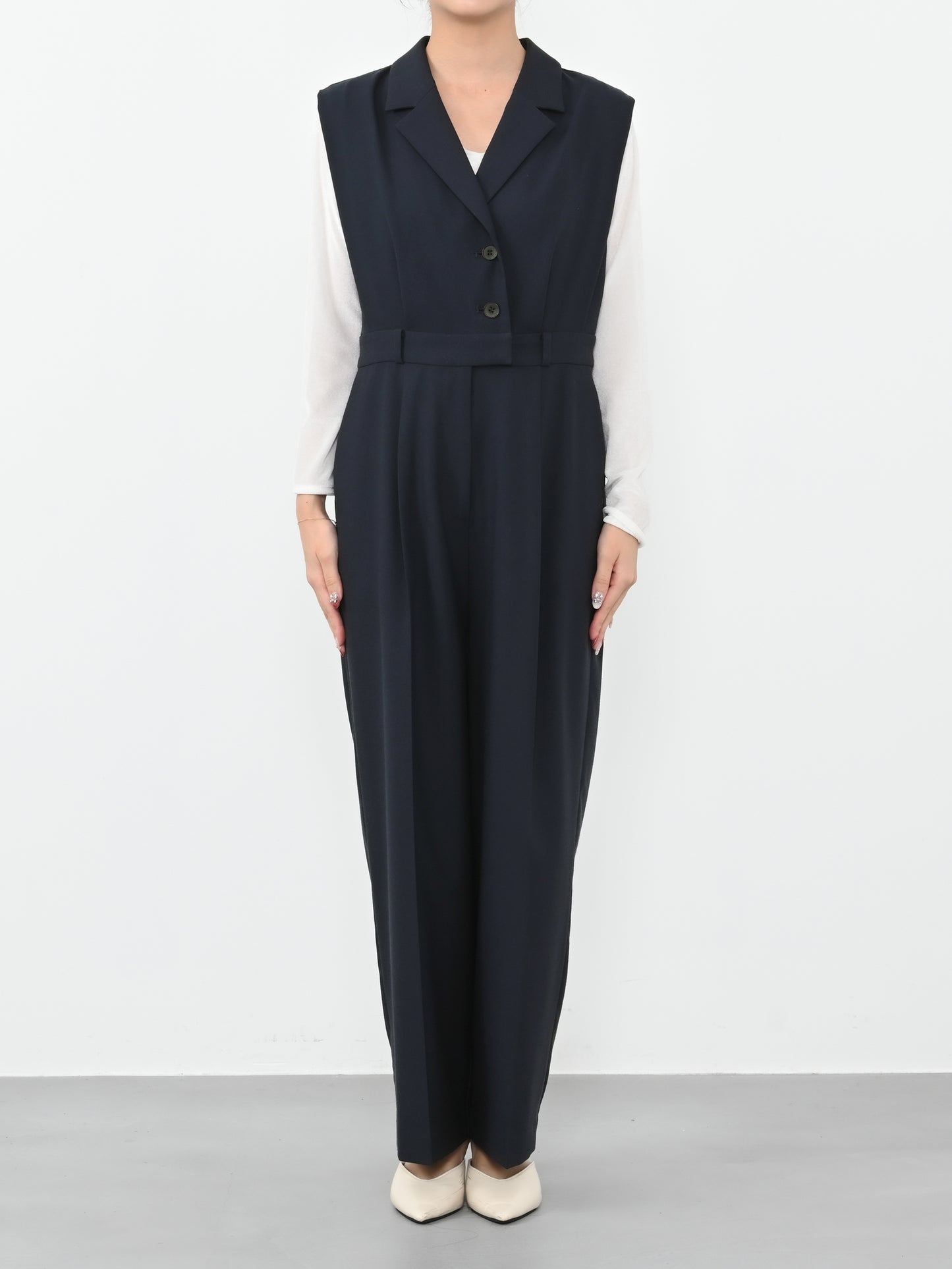 ※こちらが実物のカラーに一番お色味が近くなっております。（ネイビー）<br>150cm | B:78 W:56 H:74 股下:69  | regular着用 (ヒールの高さ: 3.5cm) 