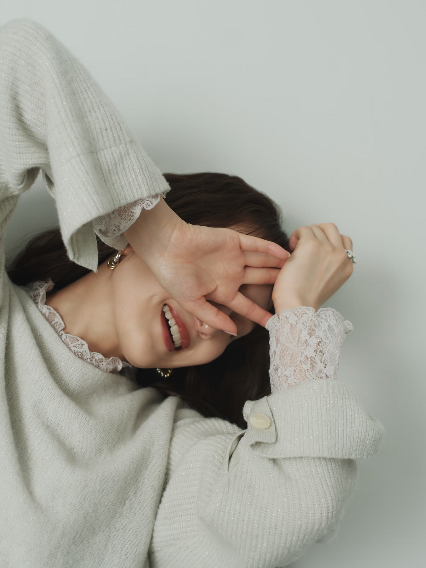 ウールショートボタンスリーブニット　[通常]