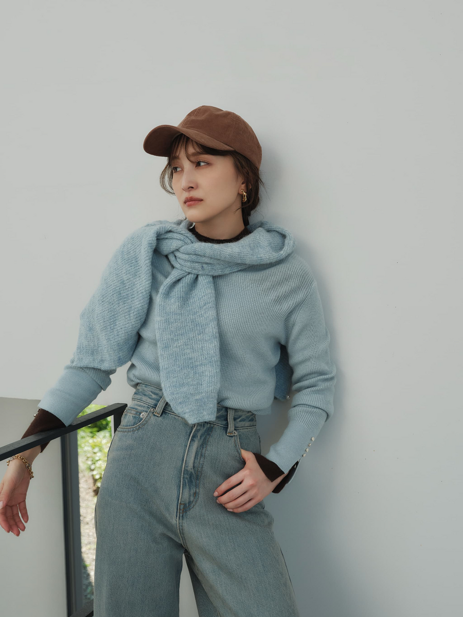 シルクウールゴールドボタンリブニット　[通常]