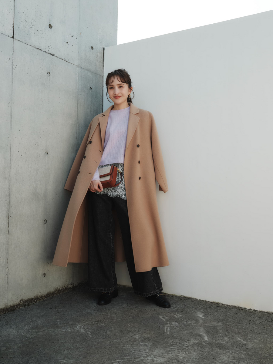 【COHINA】ライトウールショートリバーコート-regular COHINA ライトウールショートリバーコート short ホフホワイト