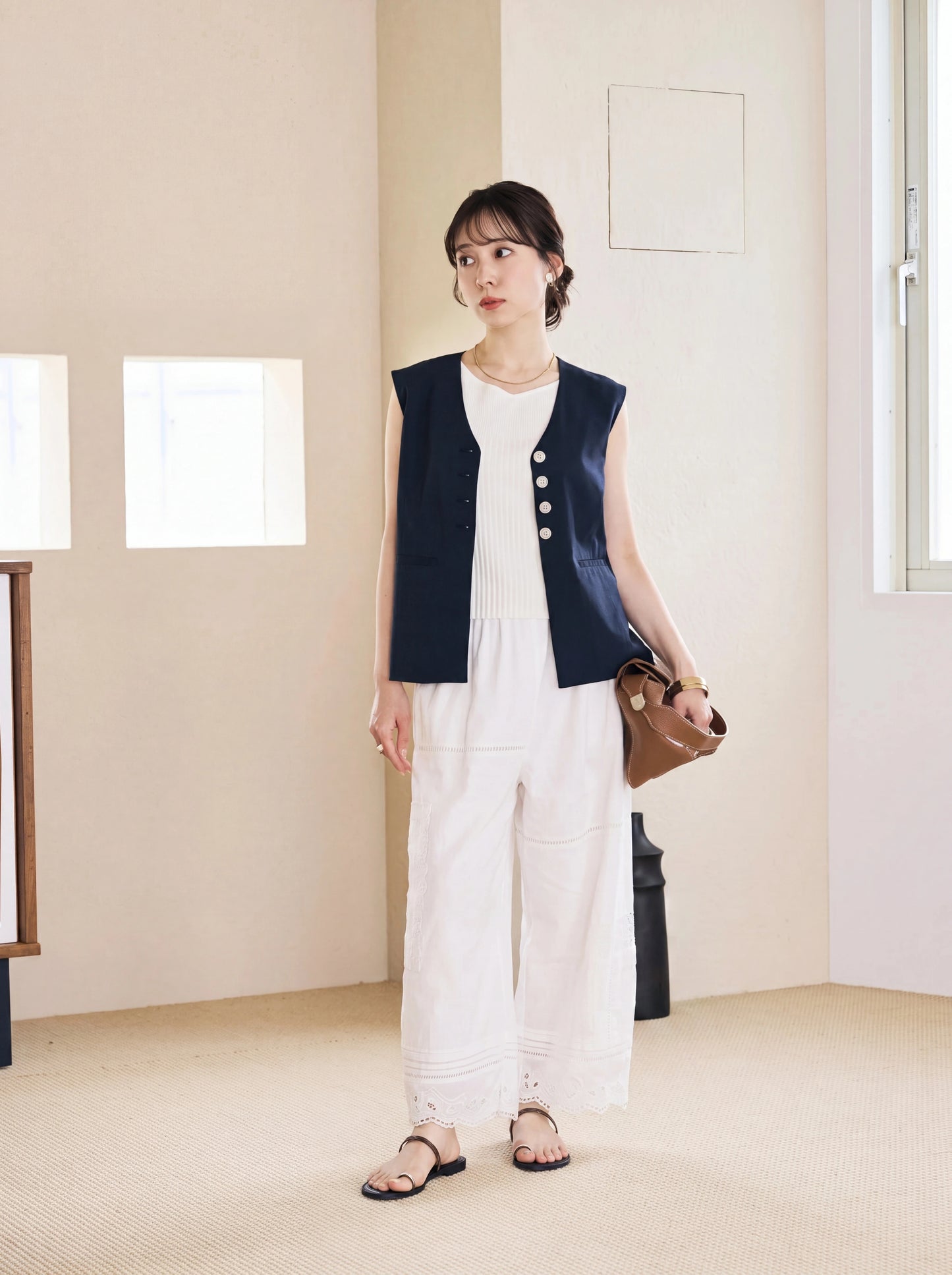 【Made in India】パッチワークエンブロイダリーパンツ-short & regular　[通常]