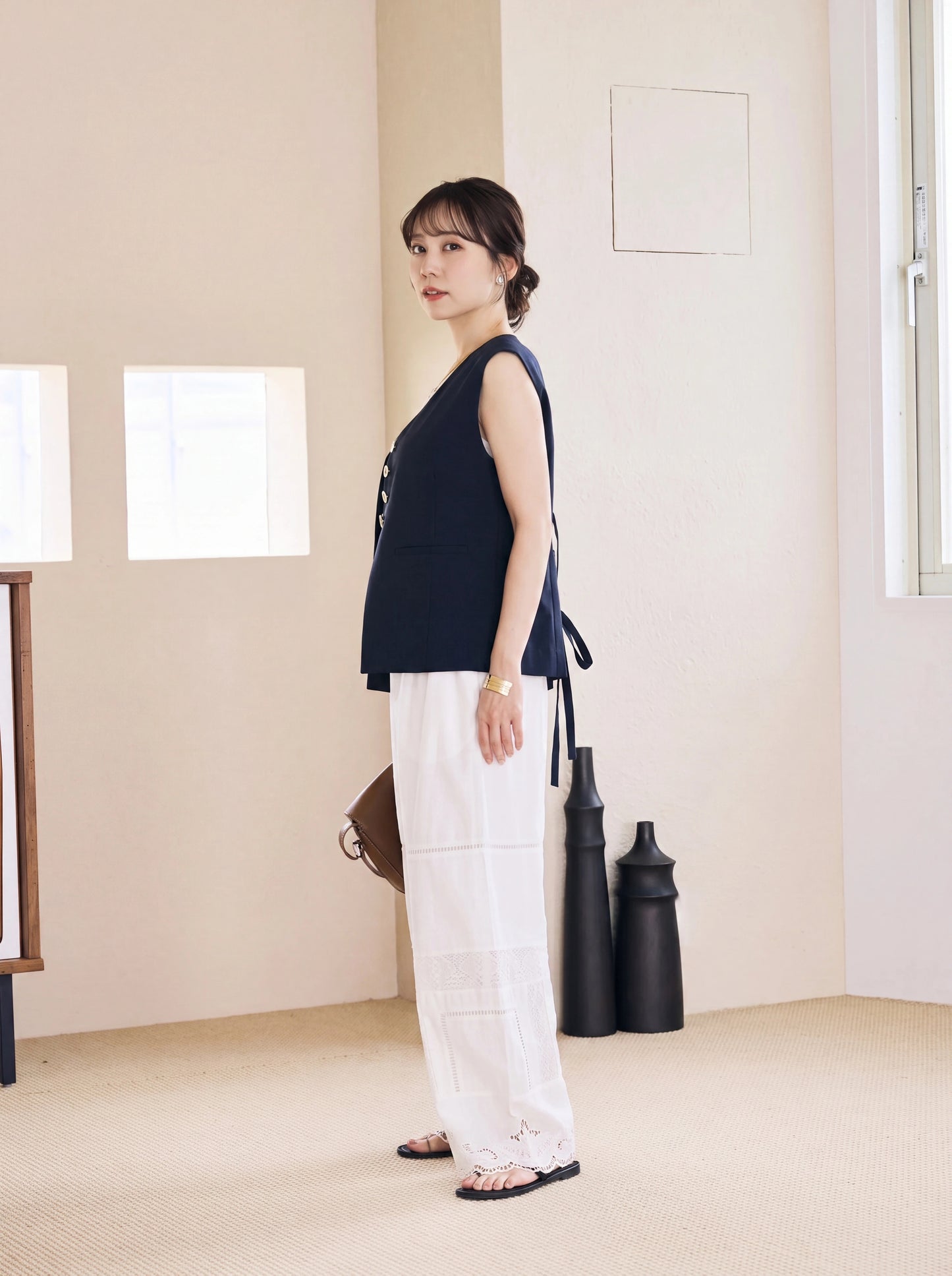 【Made in India】パッチワークエンブロイダリーパンツ-short & regular　[通常]