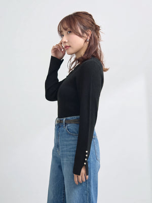 カシミヤブレンドゴールドボタンニット　[通常]
