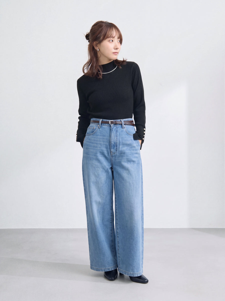 カシミヤブレンドゴールドボタンニット　[通常]