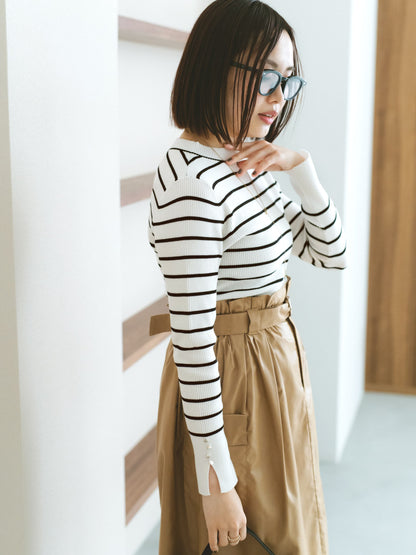 シルキーコットンゴールドボタンニット　[通常]