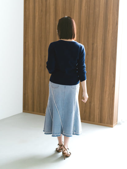 シルキーコットンゴールドボタンニットカーディガン　[通常]