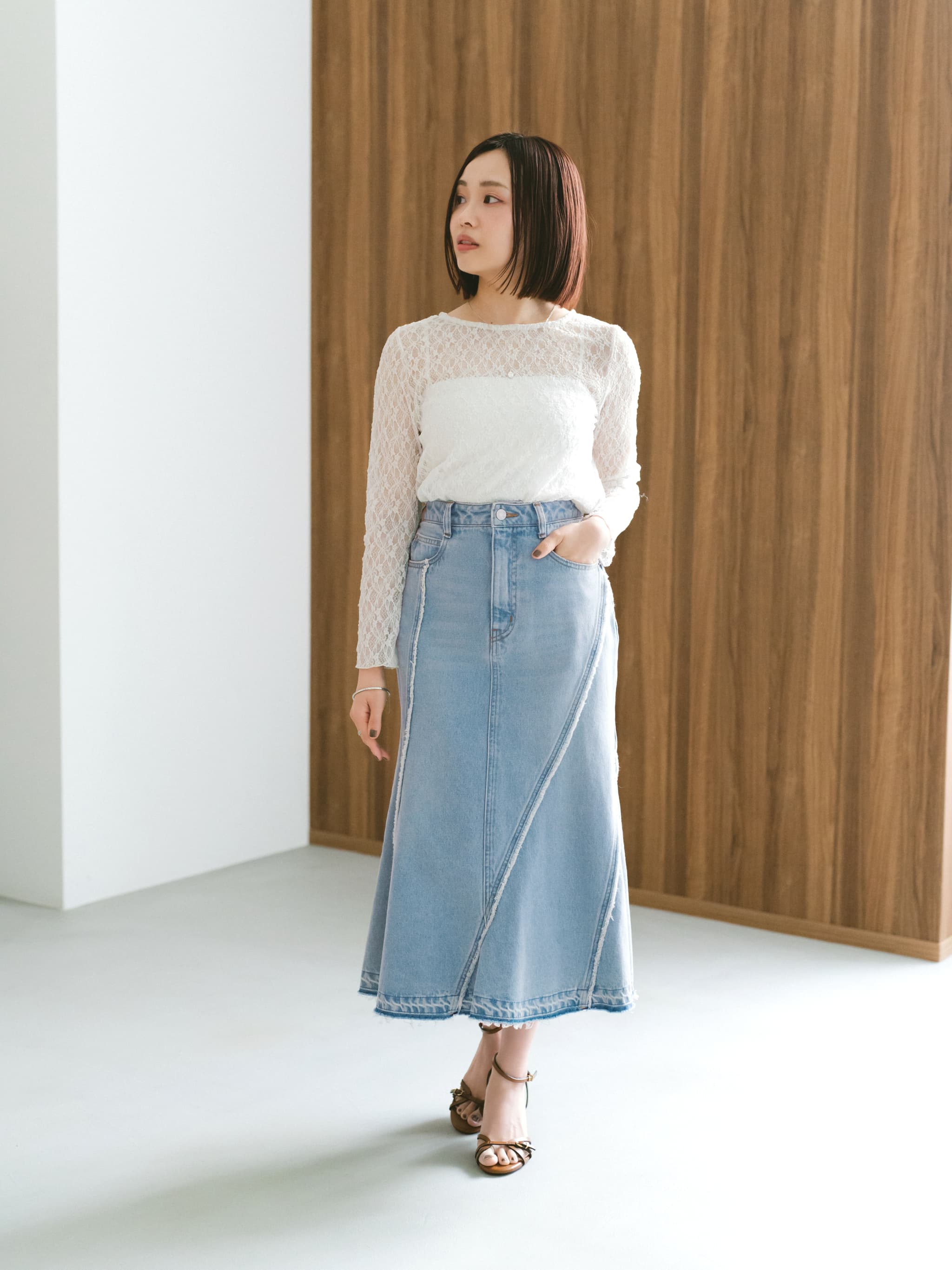 フリンジマーメイドデニムスカート | 小柄・低身長女性向け