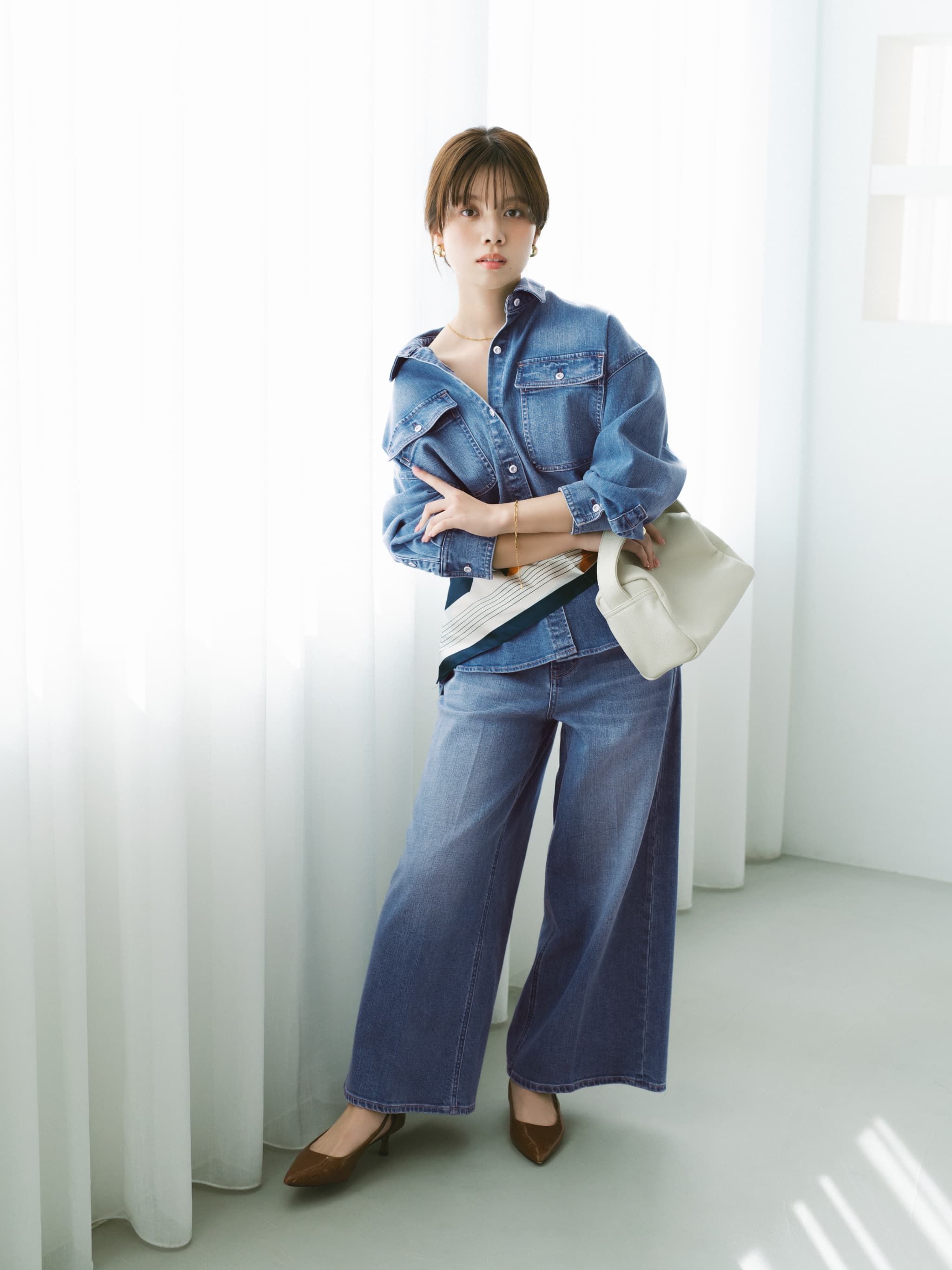 Healthy DENIM×COHINA】LEMON BALM デニムビッグシャツ | 小柄・低身長