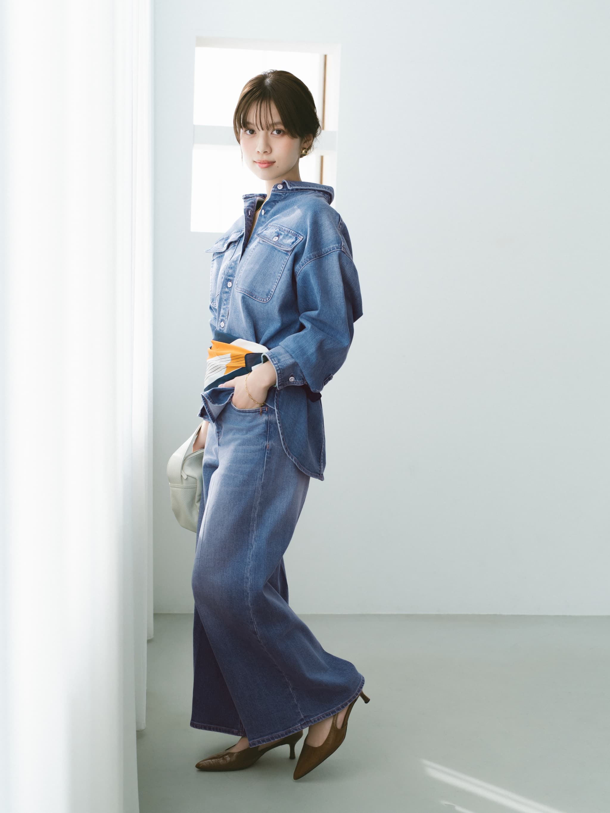 Healthy DENIM×COHINA】LEMON BALM デニムビッグシャツ | 小柄・低身長