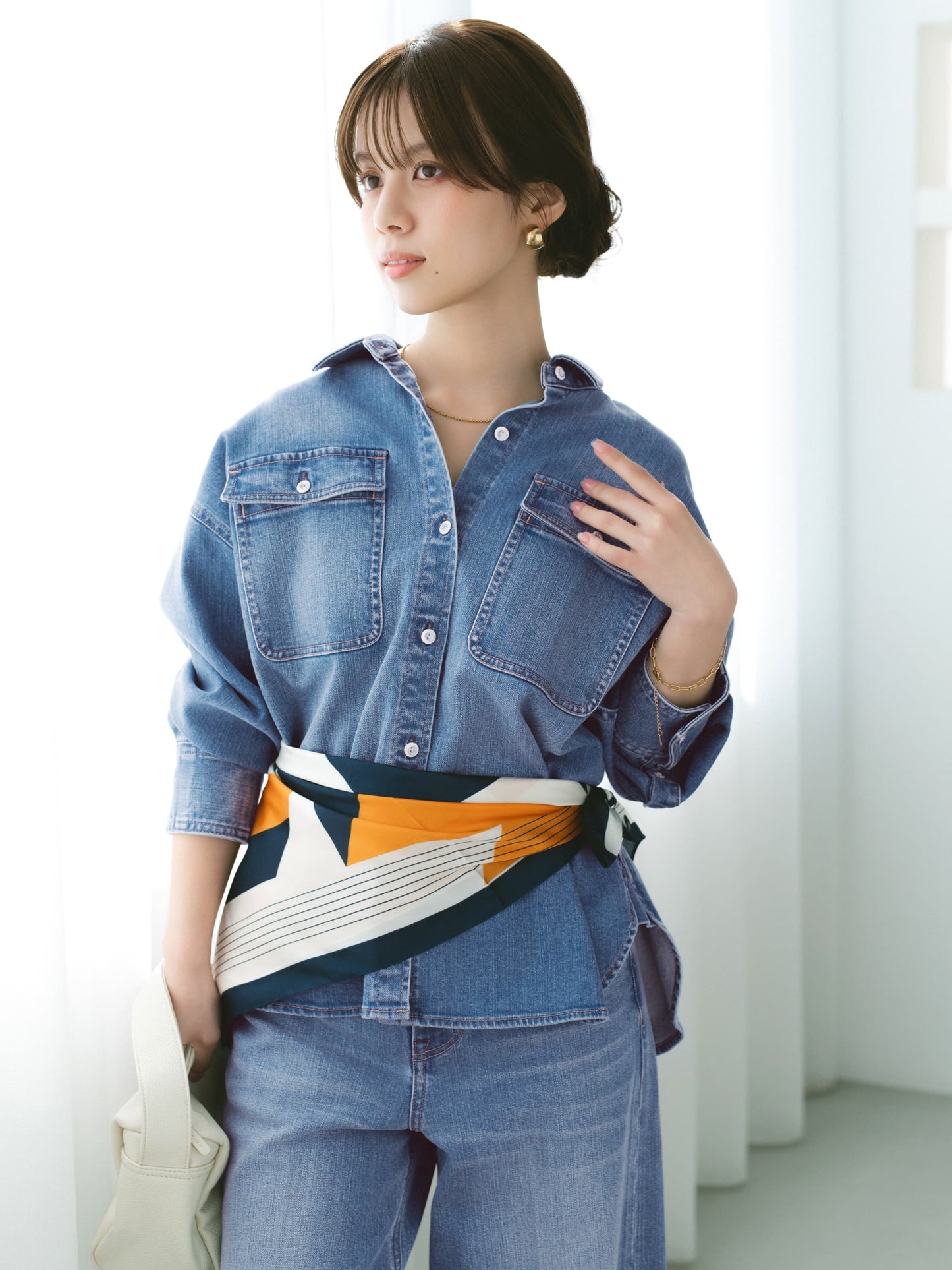 【Healthy DENIM×COHINA】LEMON BALM デニムビッグシャツ　[通常]