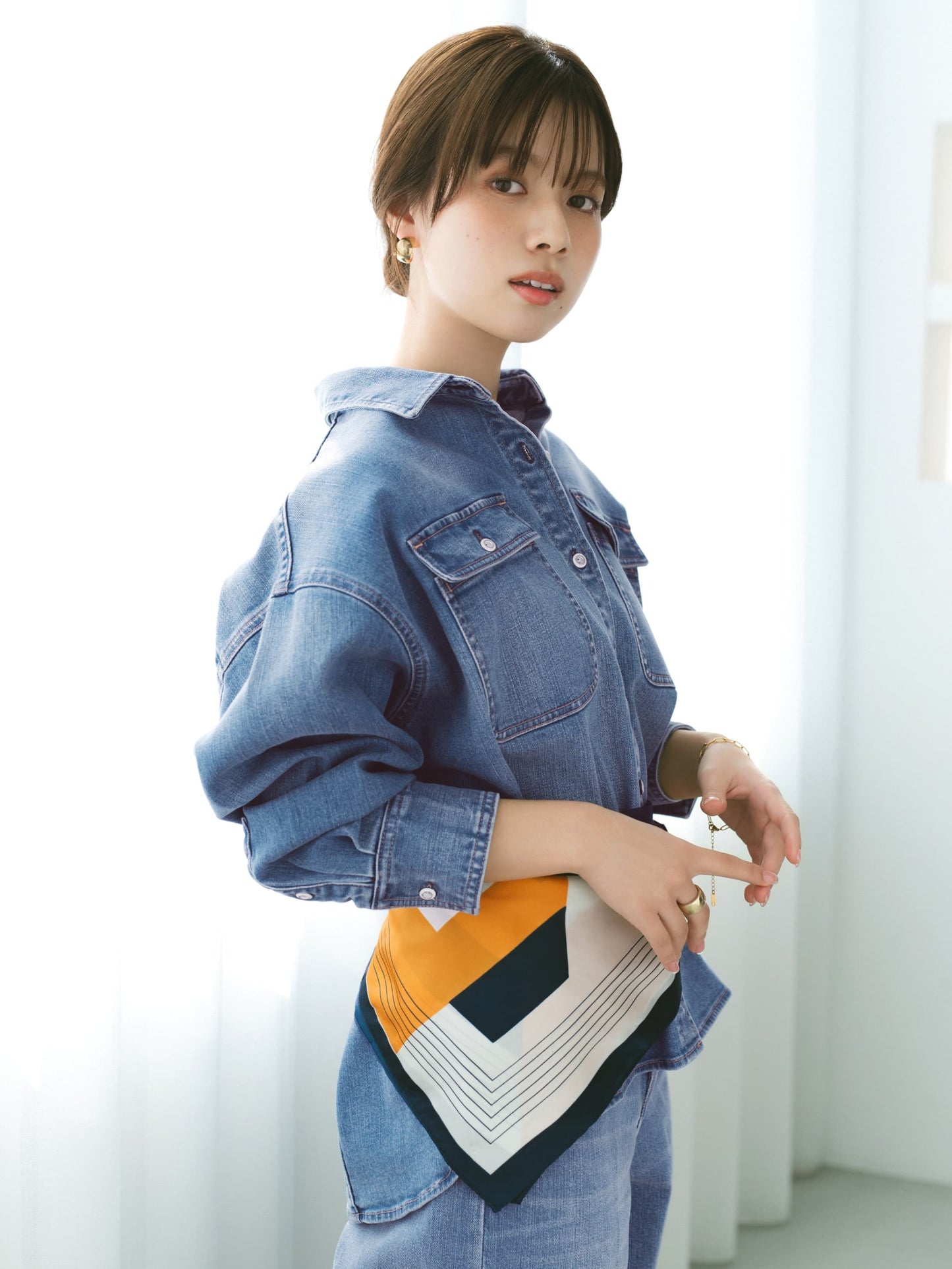 【Healthy DENIM×COHINA】LEMON BALM デニムビッグシャツ　[通常]