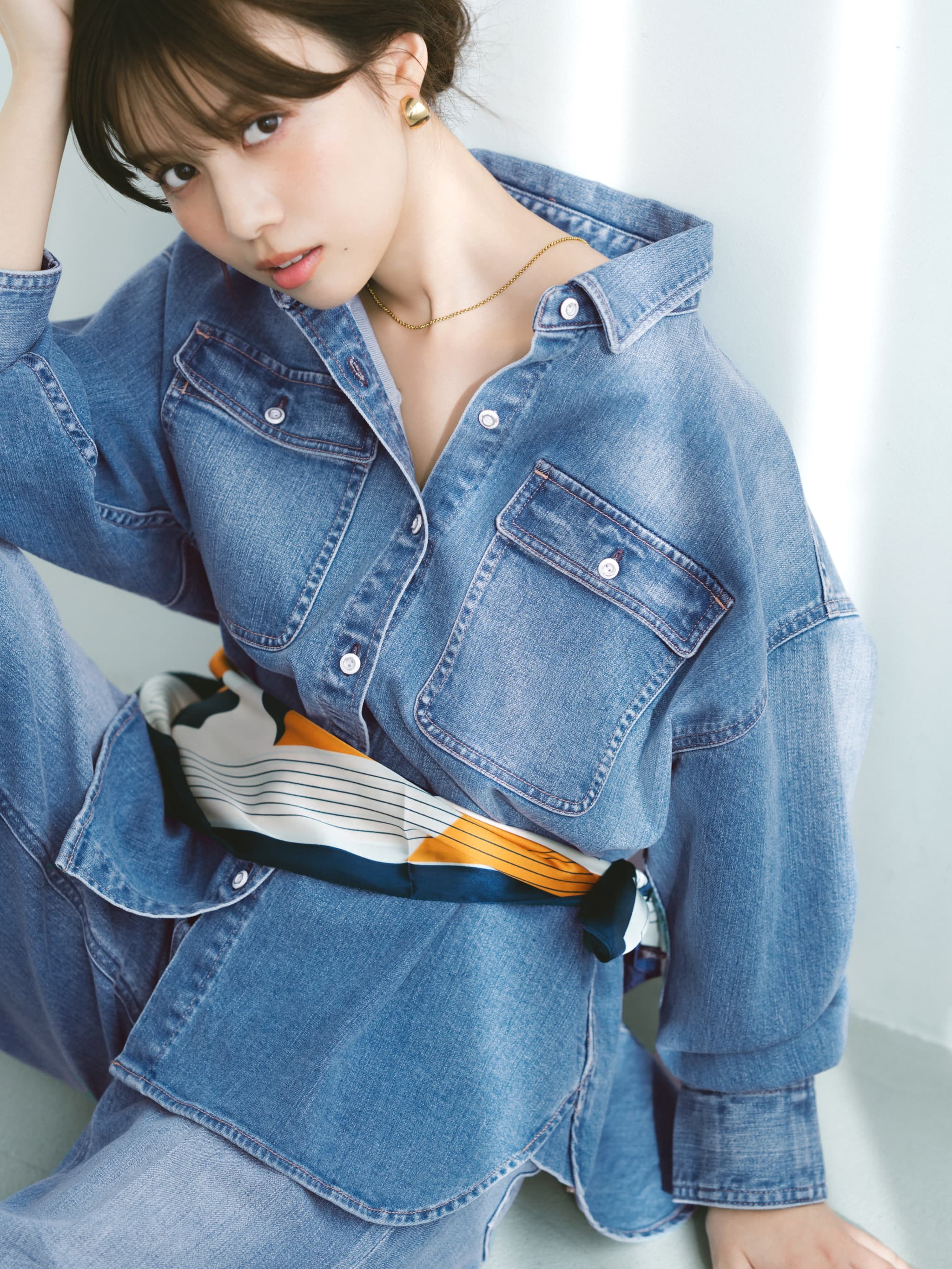 Healthy DENIM×COHINA】LEMON BALM デニムビッグシャツ | 小柄・低身長