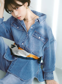 【Healthy DENIM×COHINA】LEMON BALM デニムビッグシャツ　[通常]