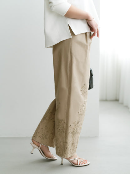 エンブロイダリーカーブタックパンツ-short & regular　[通常]