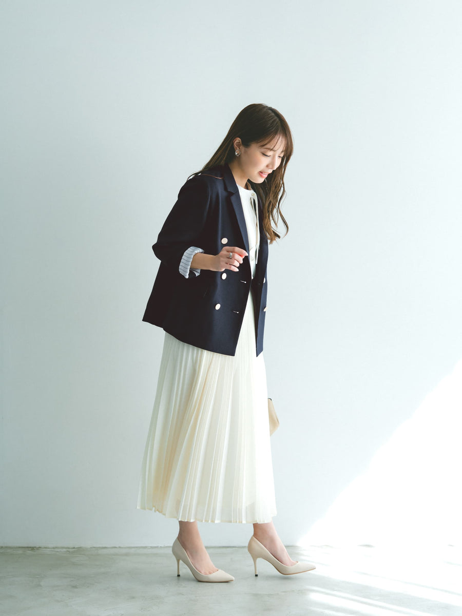 リネンライクゴールドボタンダブルジャケット　[通常]