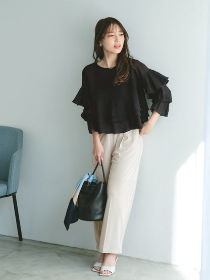 【UVカット/ウォッシャブル/防シワ】リラクシータックパンツ-short & regular　[通常]