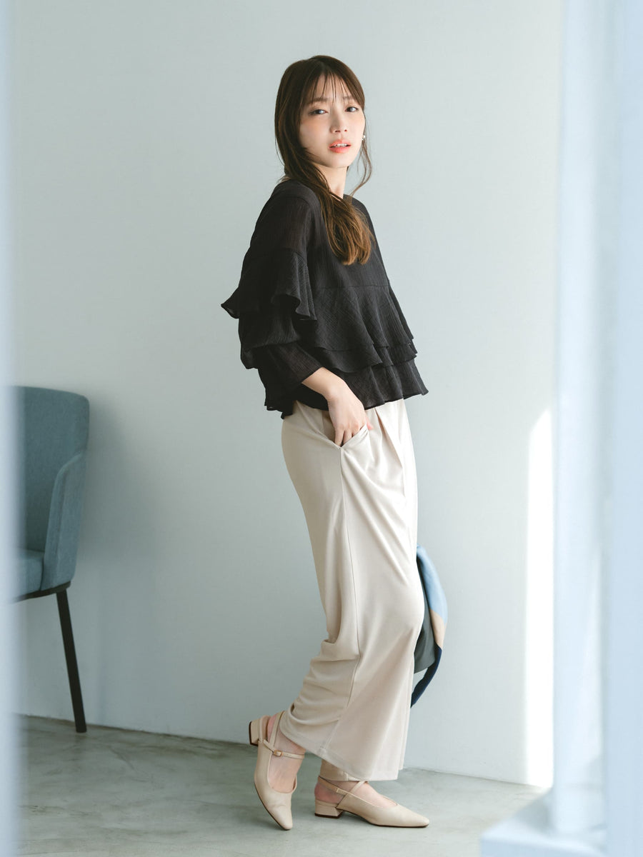 【UVカット/ウォッシャブル/防シワ】リラクシータックパンツ-short & regular　[通常]