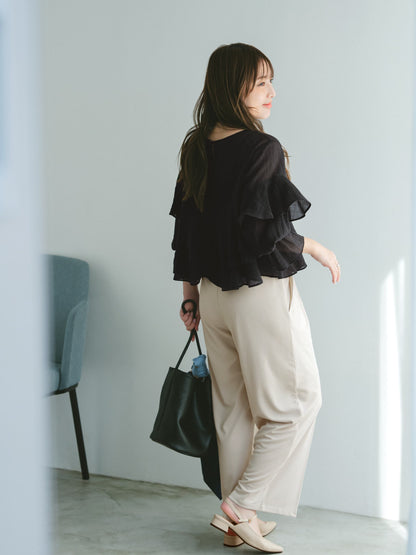 【UVカット/ウォッシャブル/防シワ】リラクシータックパンツ-short & regular　[通常]