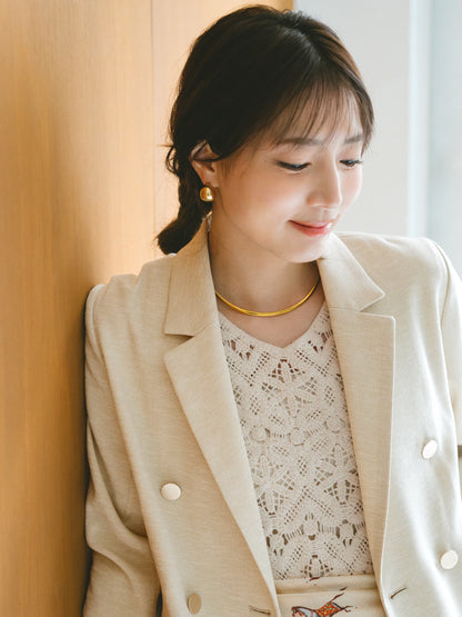 リネンライクゴールドボタンダブルジャケット　[通常]