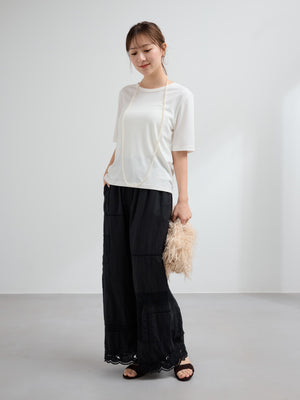 【手洗い可】【Made in India】パッチワークエンブロイダリーパンツ-short & regular　[通常]