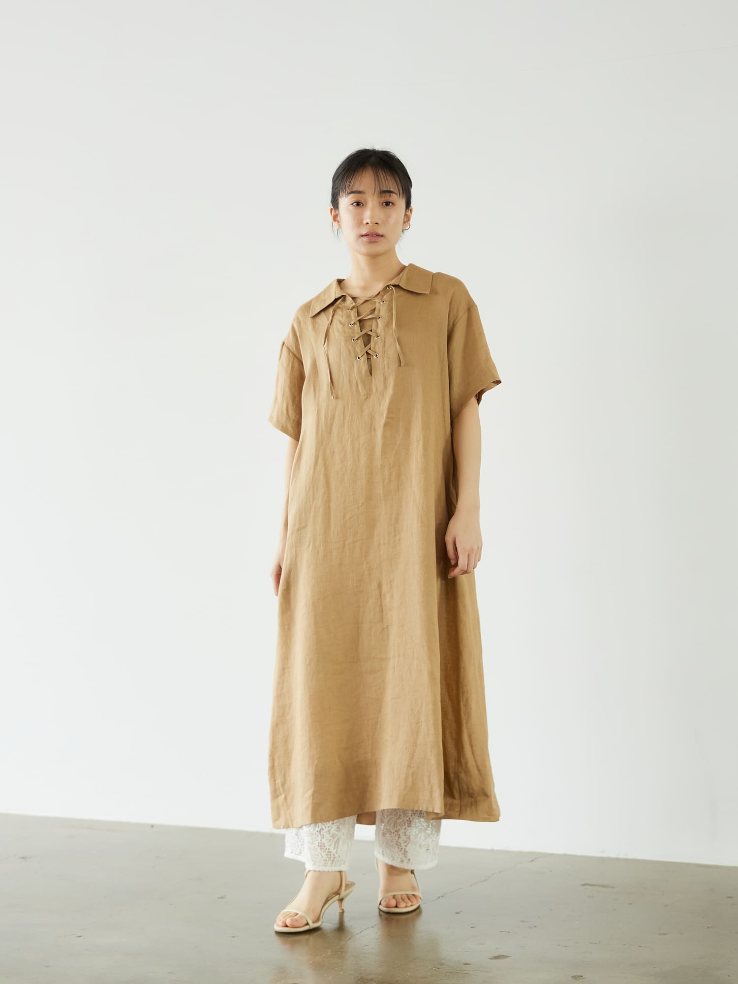 極美品 サラマリカ　ワンピース　綿100%　総柄　カフタンマルチカラー　腰紐付き
