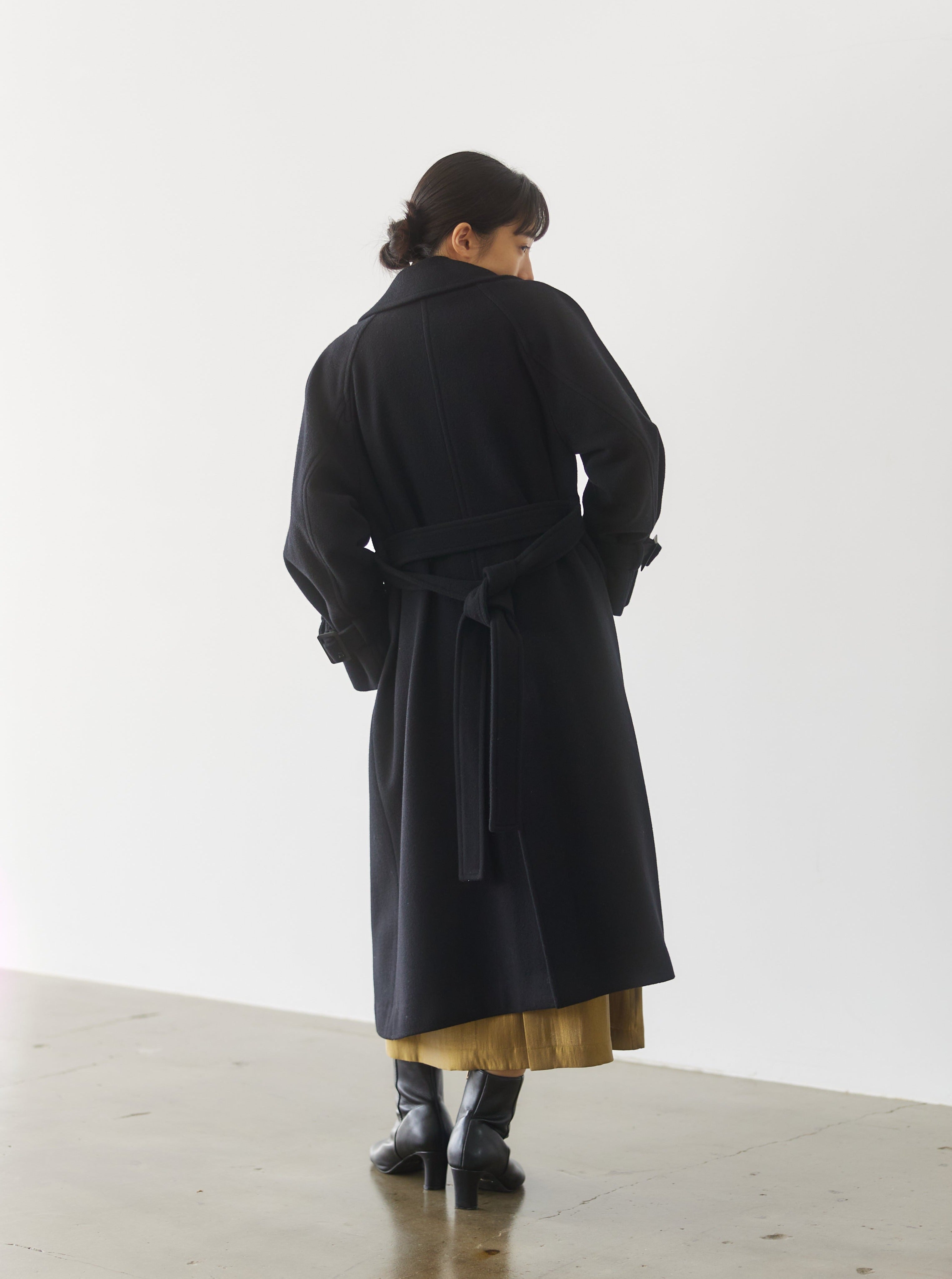 ベルト付きステンカラーウールコート | 小柄・低身長女性向け