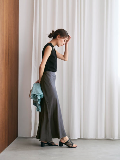 【接触冷感・防臭】アセテートバックサテンナロースカート-short & regular　[通常]