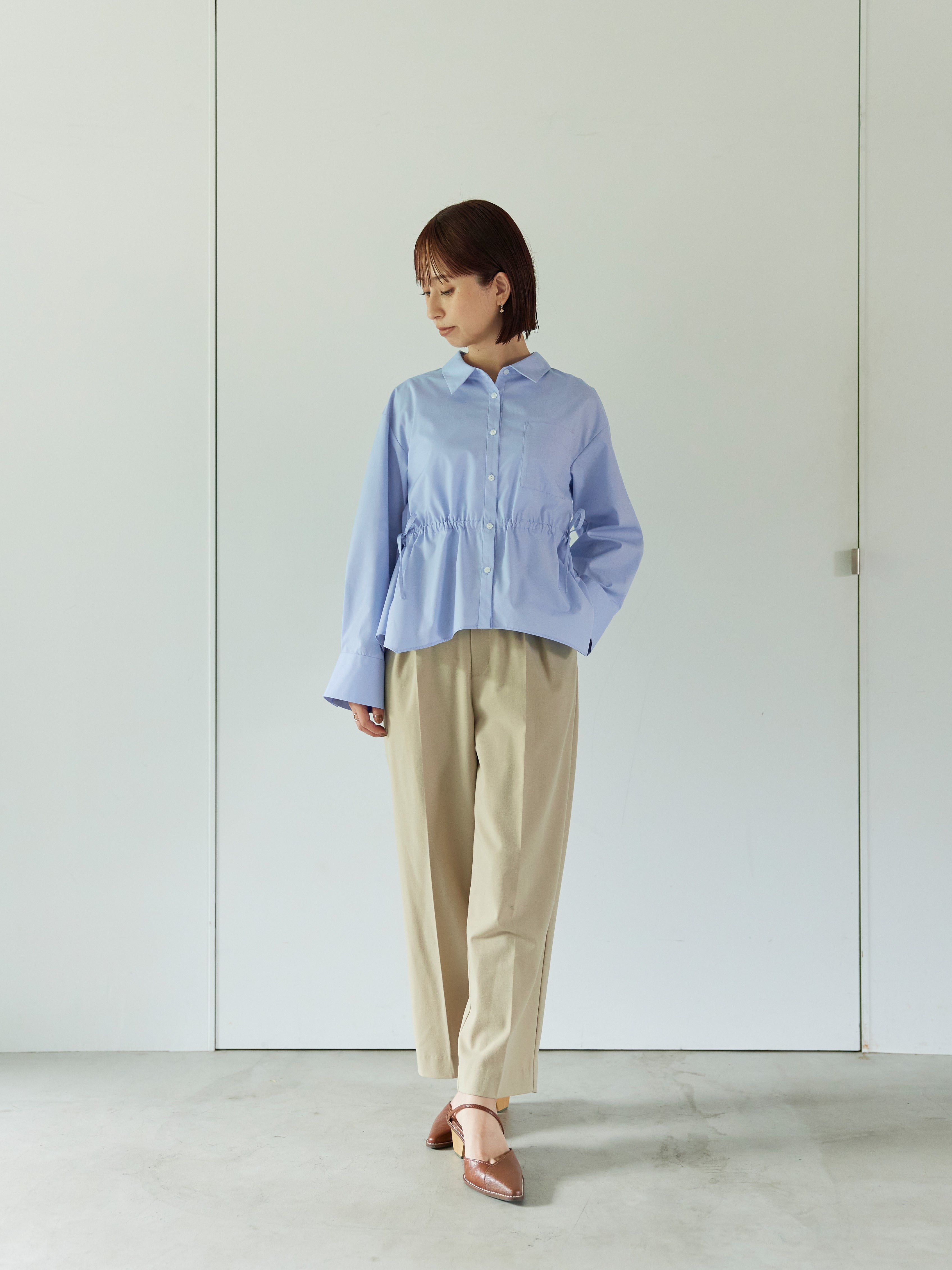 アシメヘムウエストリボンシャツ | 小柄・低身長女性向けファッション