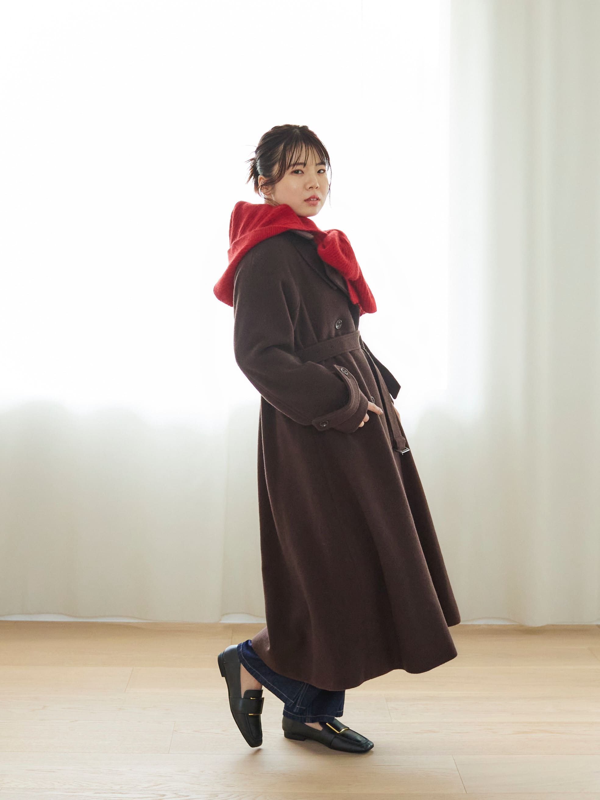 フォックスアンゴラフーディマフラー | 小柄・低身長女性向け