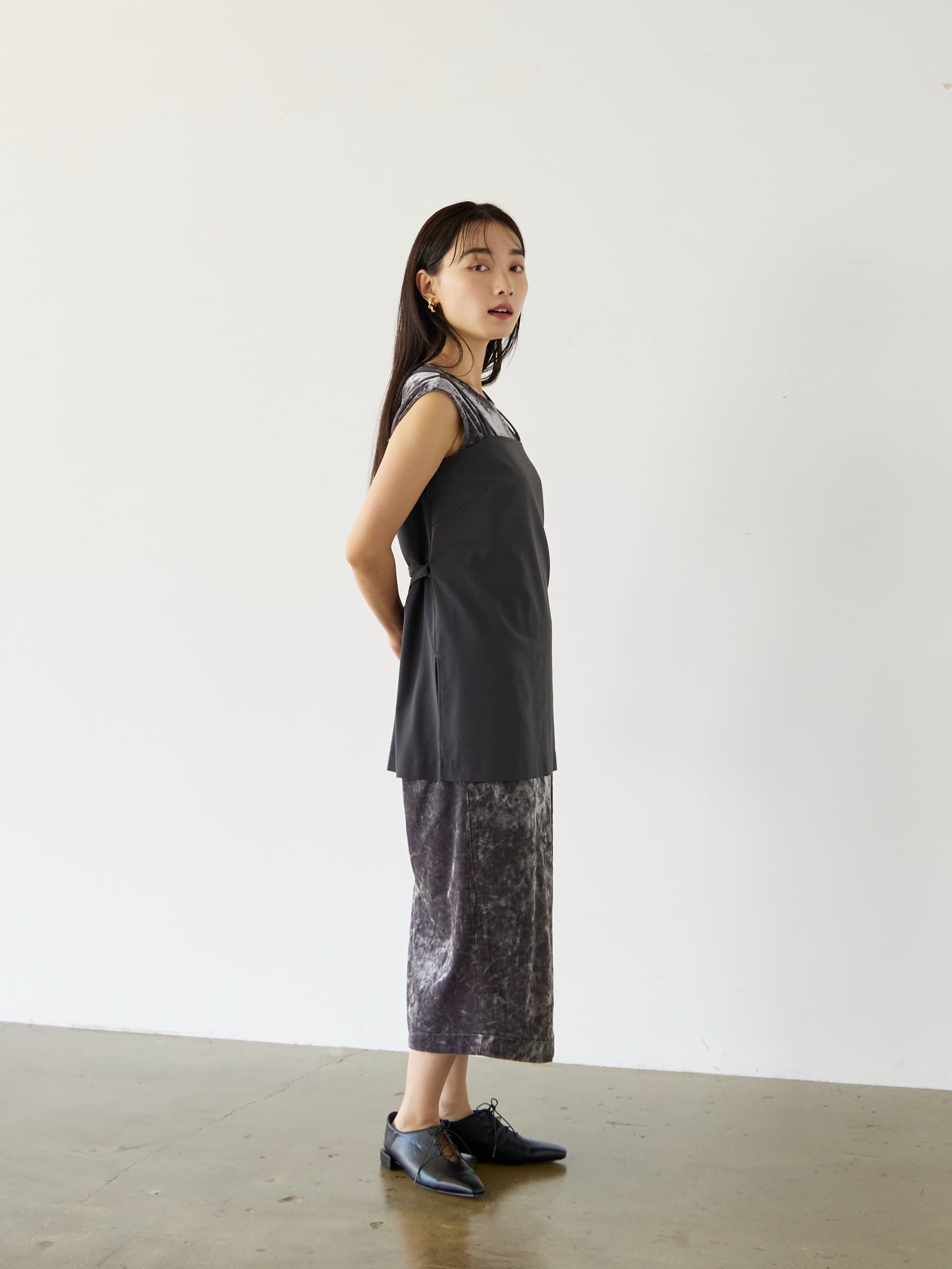 キャミソールセットベロアワンピース | 小柄・低身長女性向け