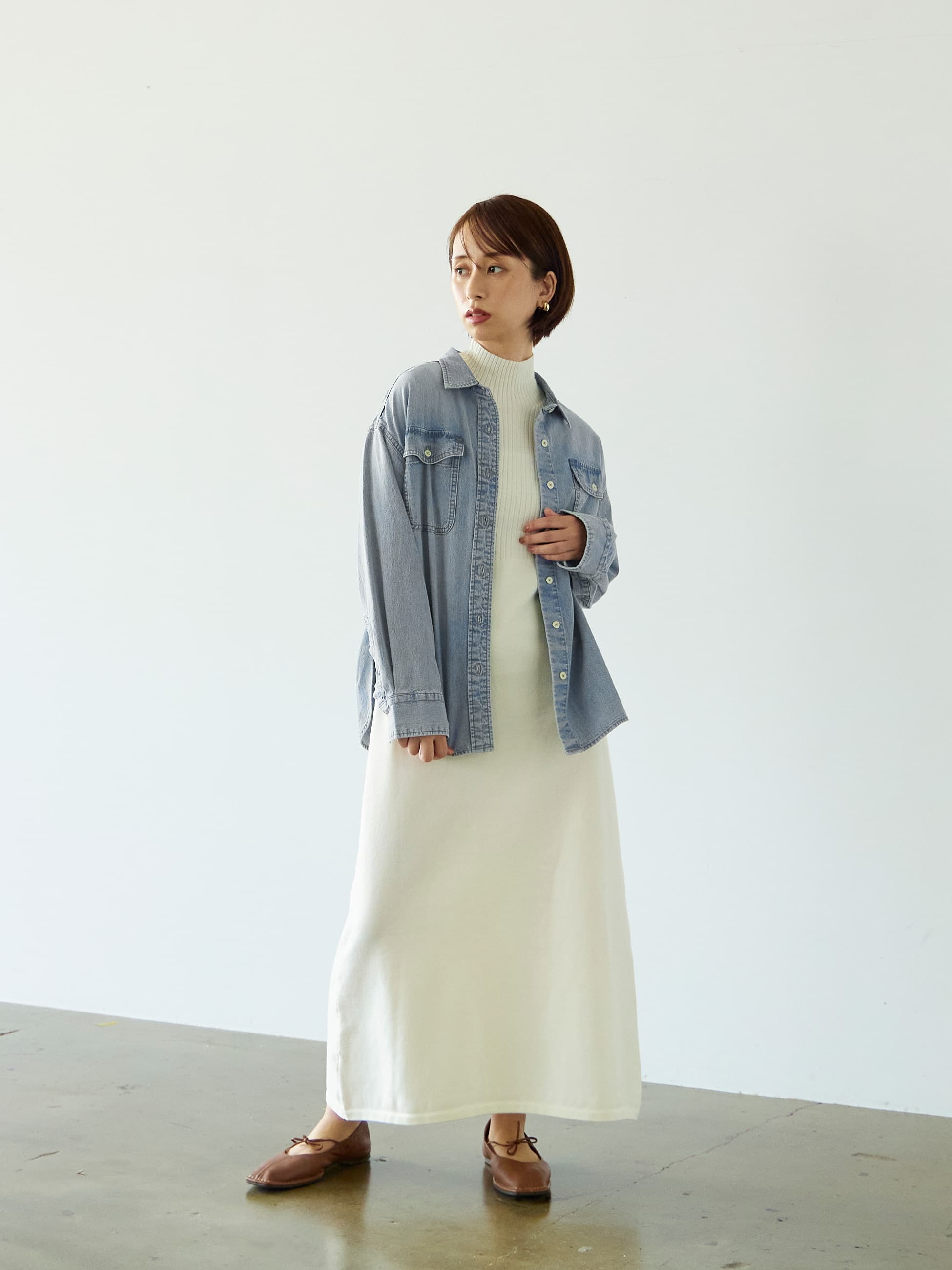 ダブルポケットデニムシャツ | 小柄・低身長女性向け