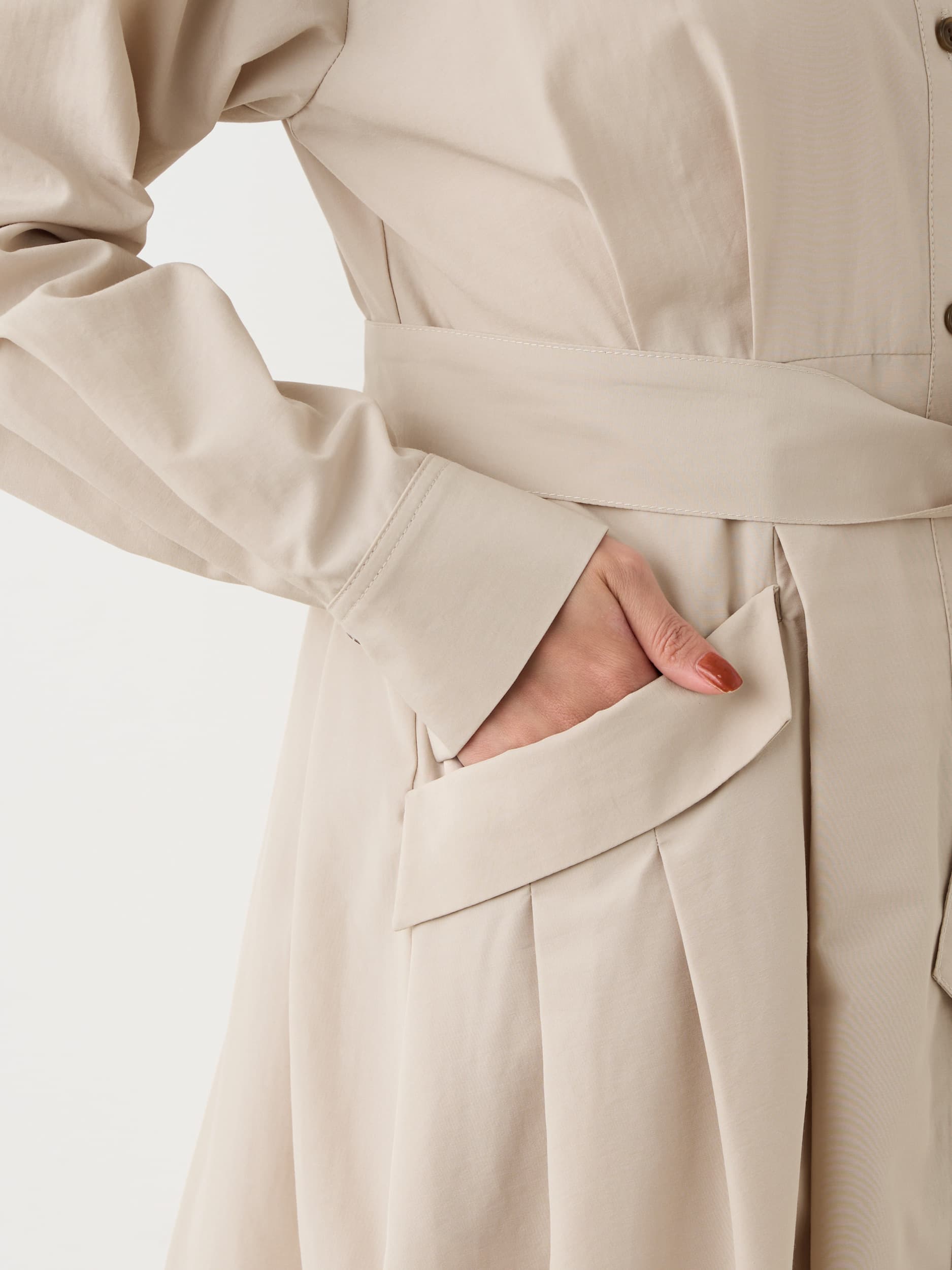 フラップデザインシャツワンピース-short & regular | 小柄・低身長