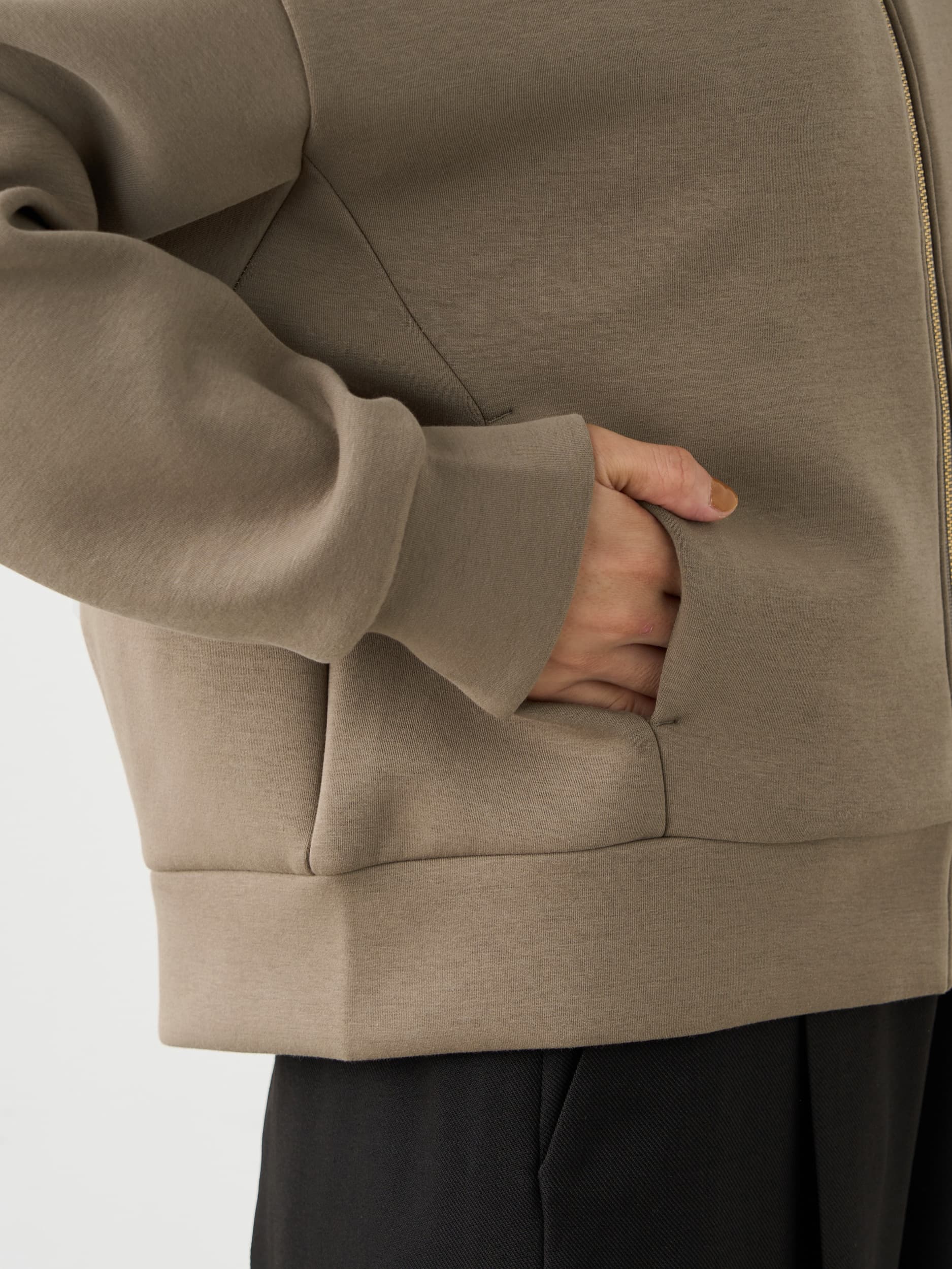 COHINA ゴールドファスナーダンボールフーディライトベージュ未