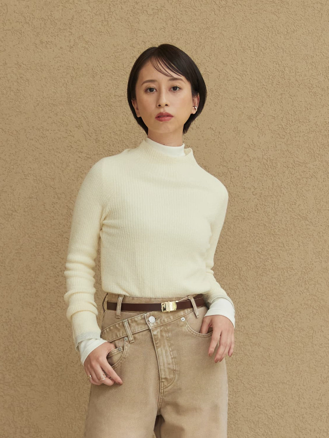 ハイネックウールベアテレコトップス | 小柄・低身長女性向け