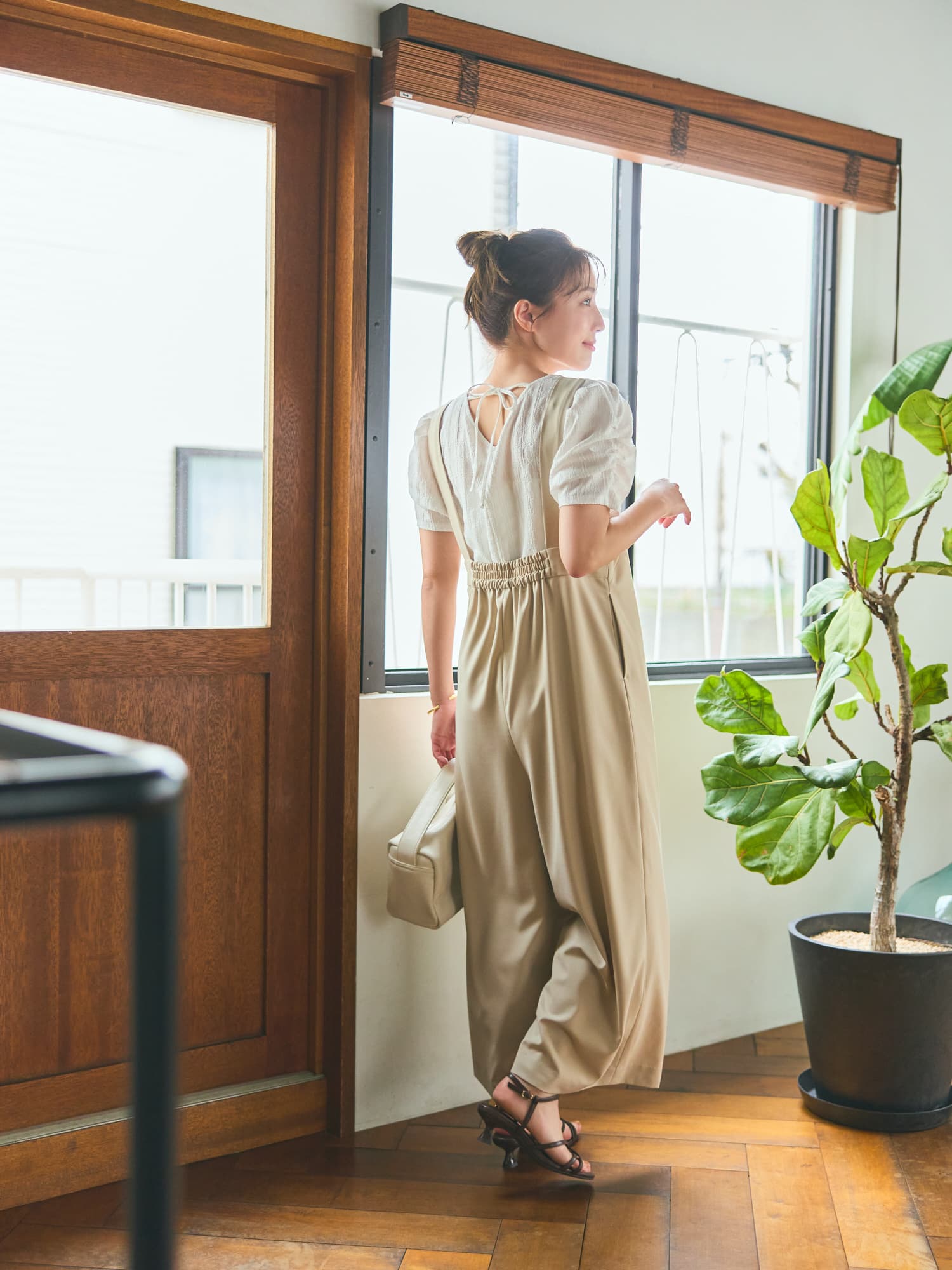 cohina ゴールドバックルサスペンダーオールインワン