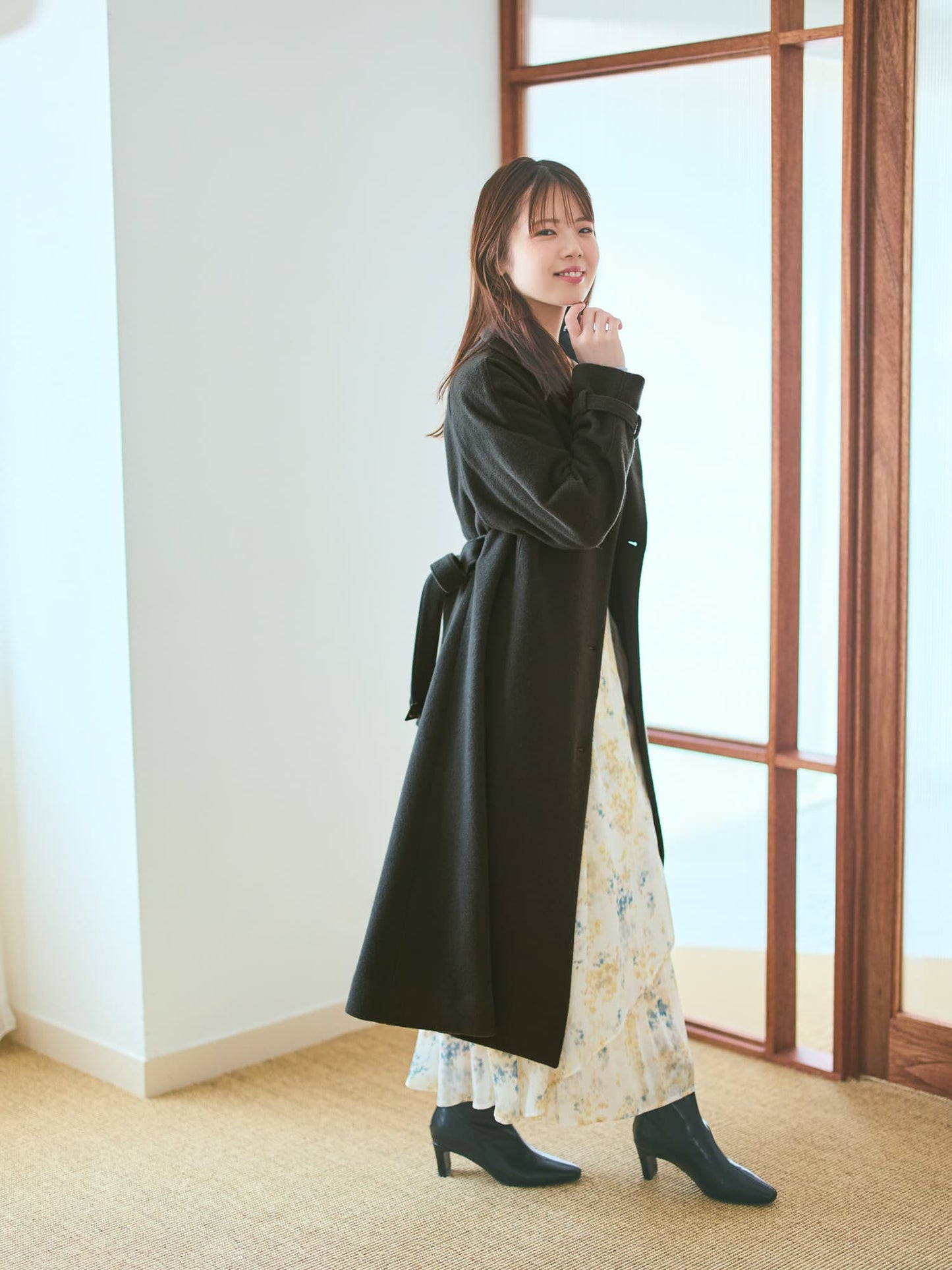 ＜sweetweb掲載＞セミダブルバックフレアウールコート-short & regular　[通常]