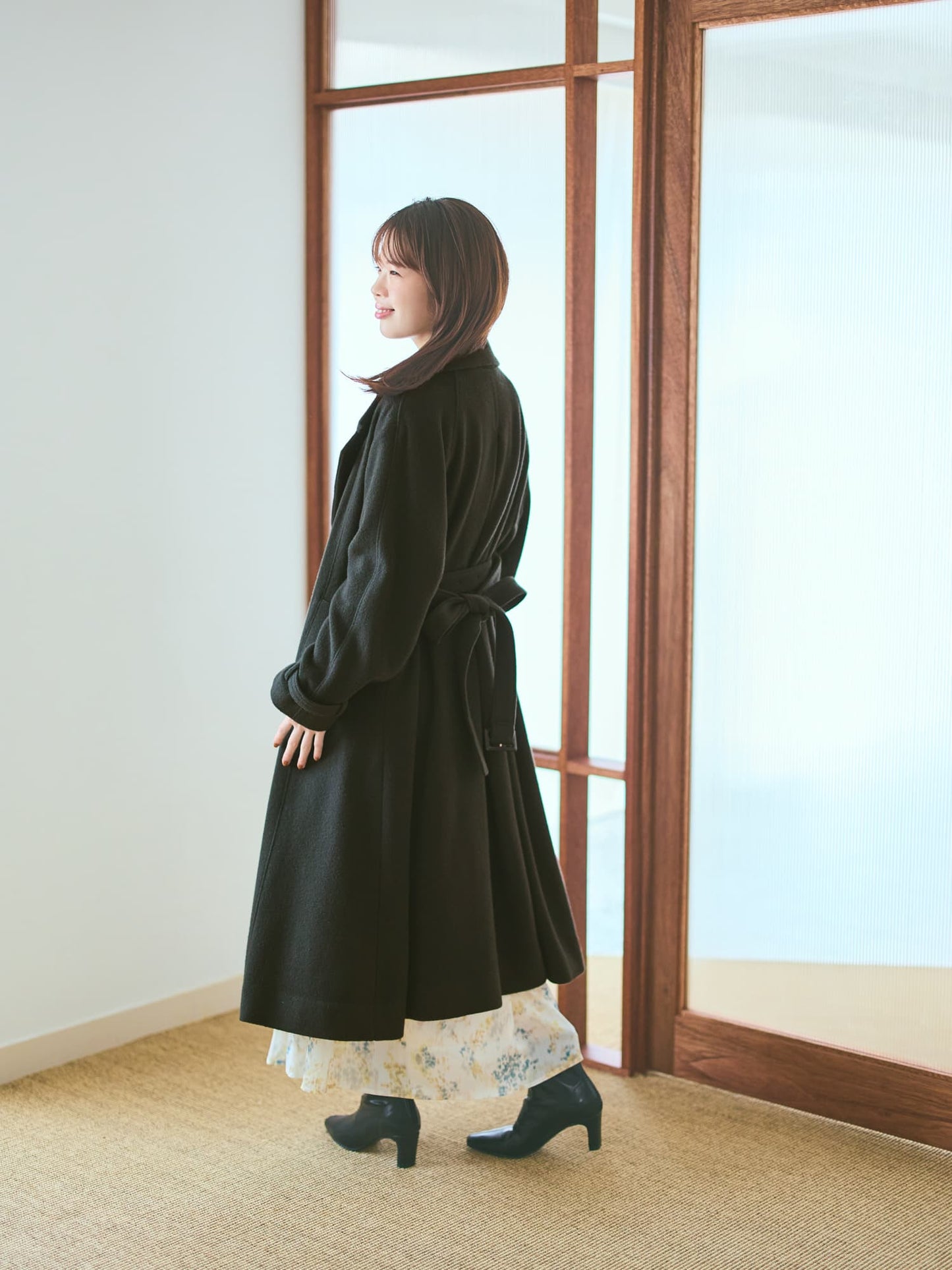 ＜sweetweb掲載＞セミダブルバックフレアウールコート-short & regular　[通常]