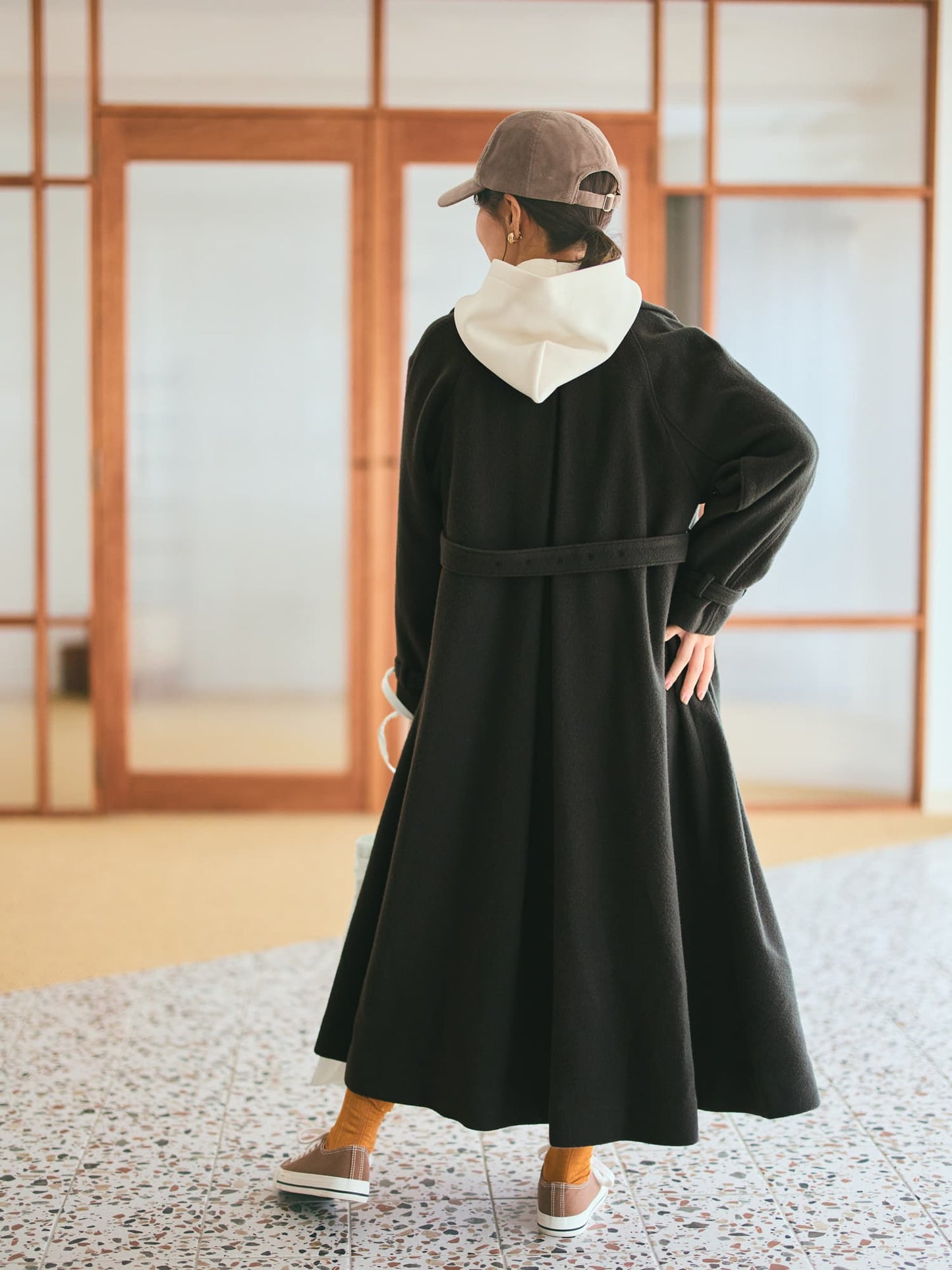 ＜sweetweb掲載＞セミダブルバックフレアウールコート-short & regular　[通常]