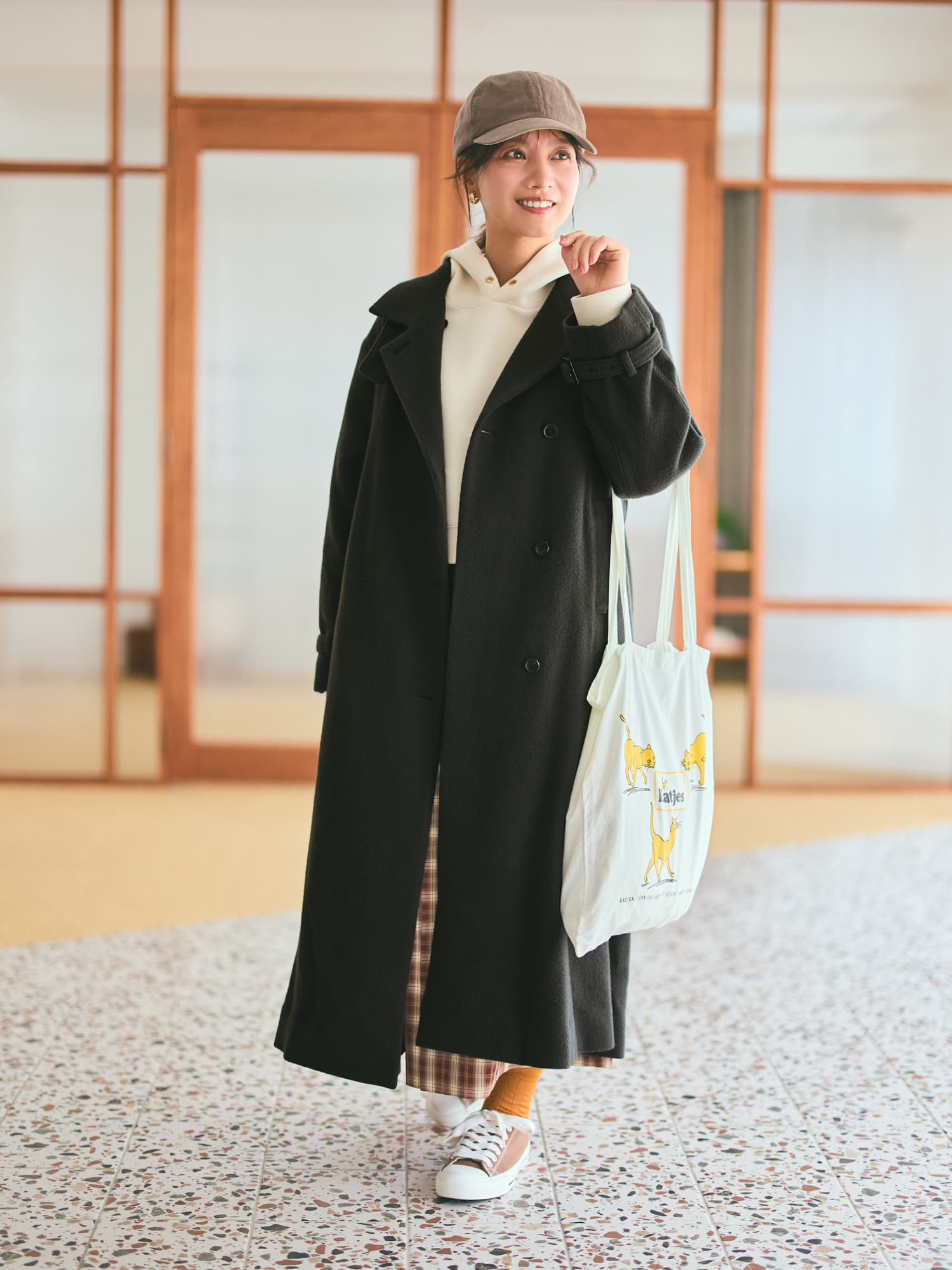 【COHINA】バックフレアウールコート(short) 2wayカラーバックフレアウールコート-short & regular | 小柄