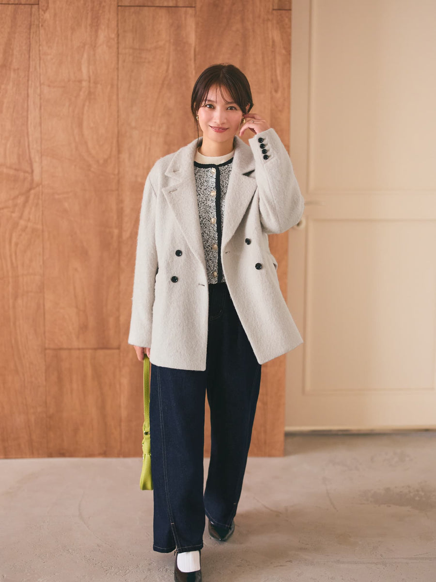 アルパカシャギーダブルコート　[通常]