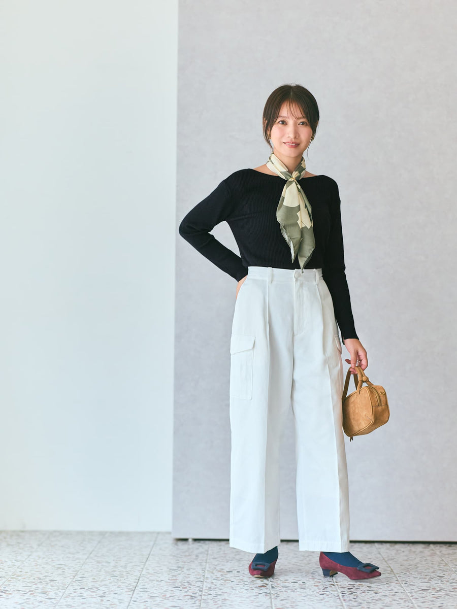 シルクウールボートネックリブニット　[通常]