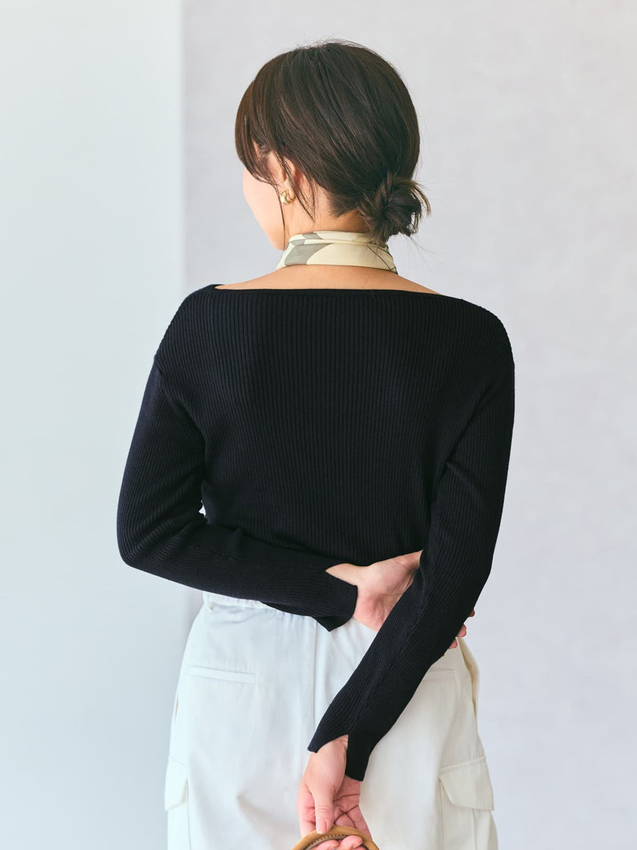 シルクウールボートネックリブニット　[通常]