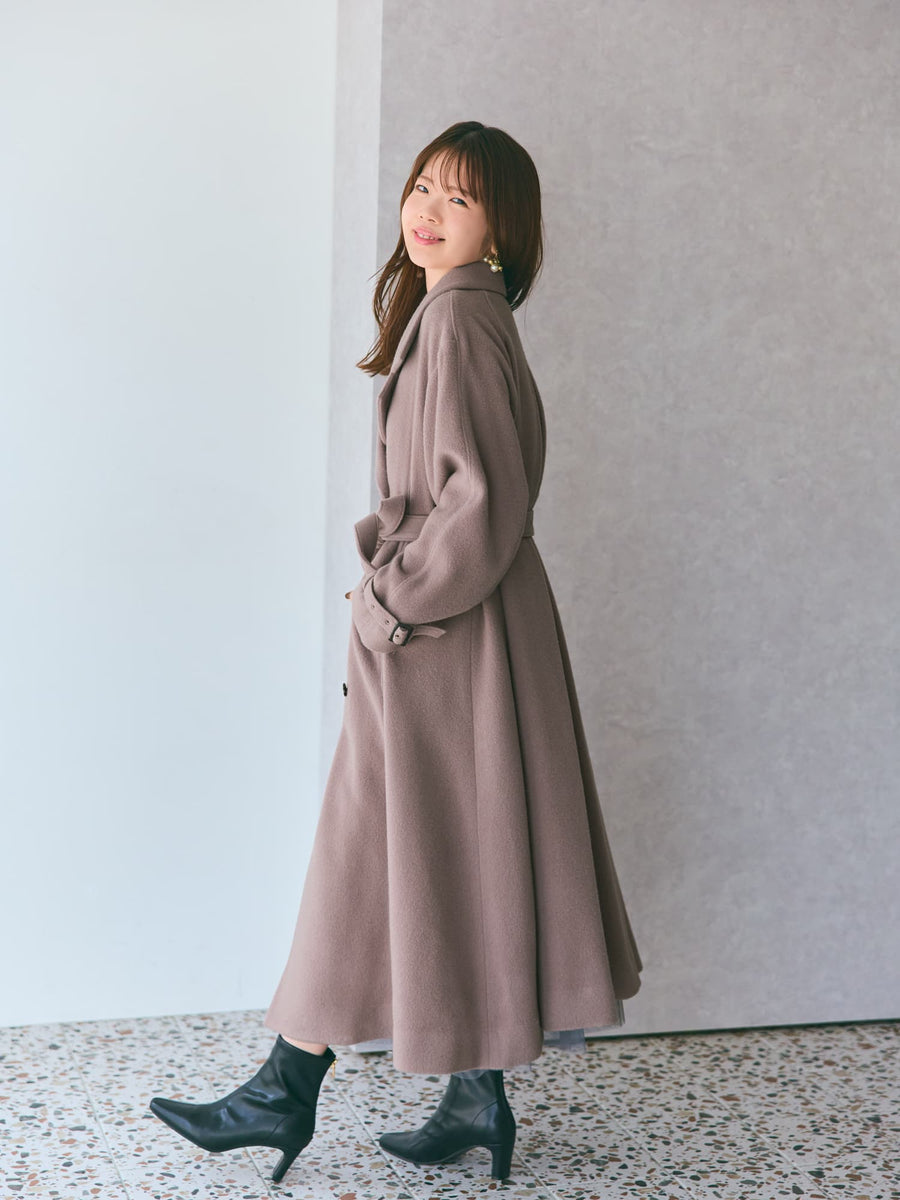 ＜sweetweb掲載＞セミダブルバックフレアウールコート-short & regular　[通常]