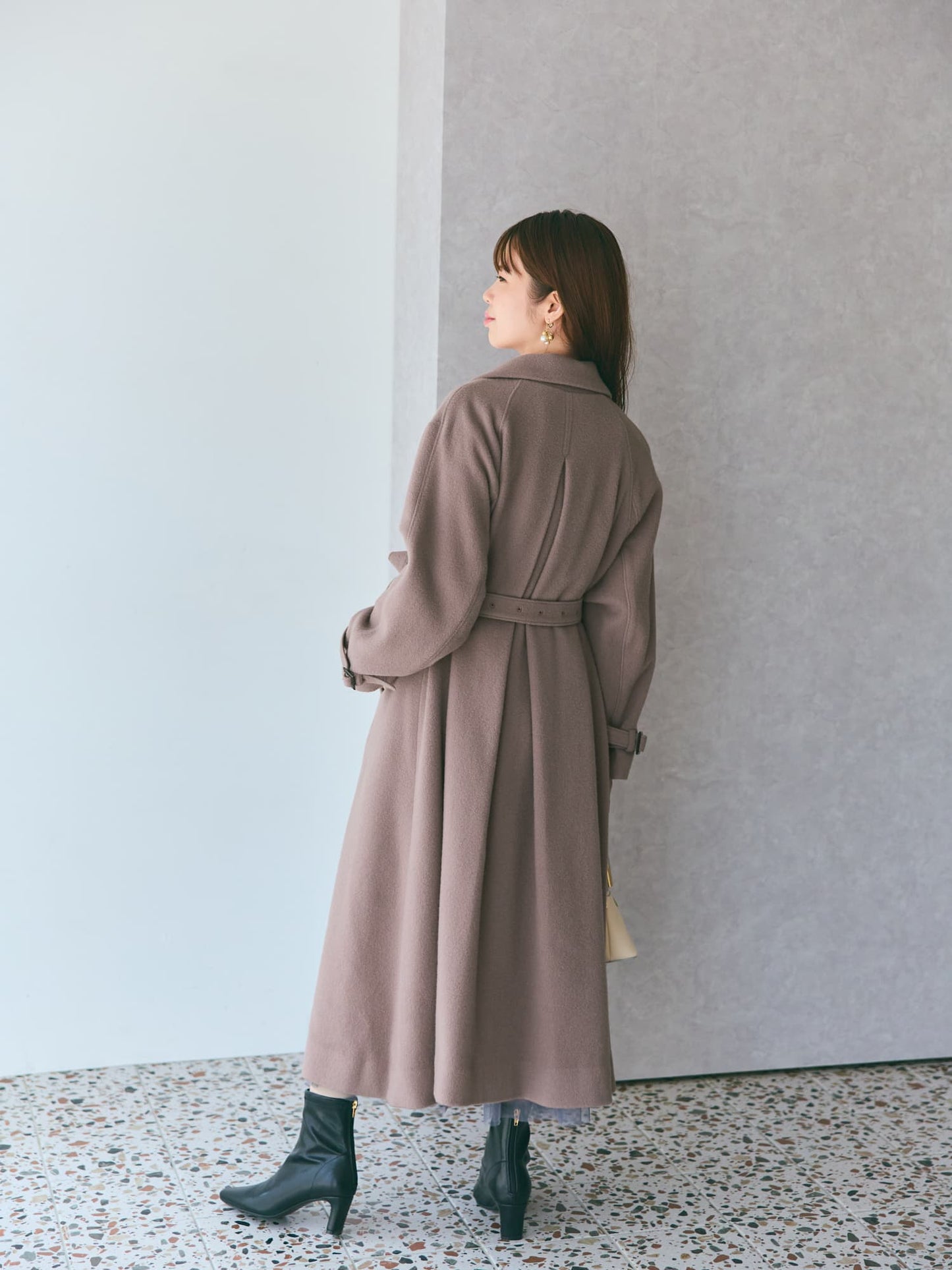 ＜sweetweb掲載＞セミダブルバックフレアウールコート-short & regular　[通常]