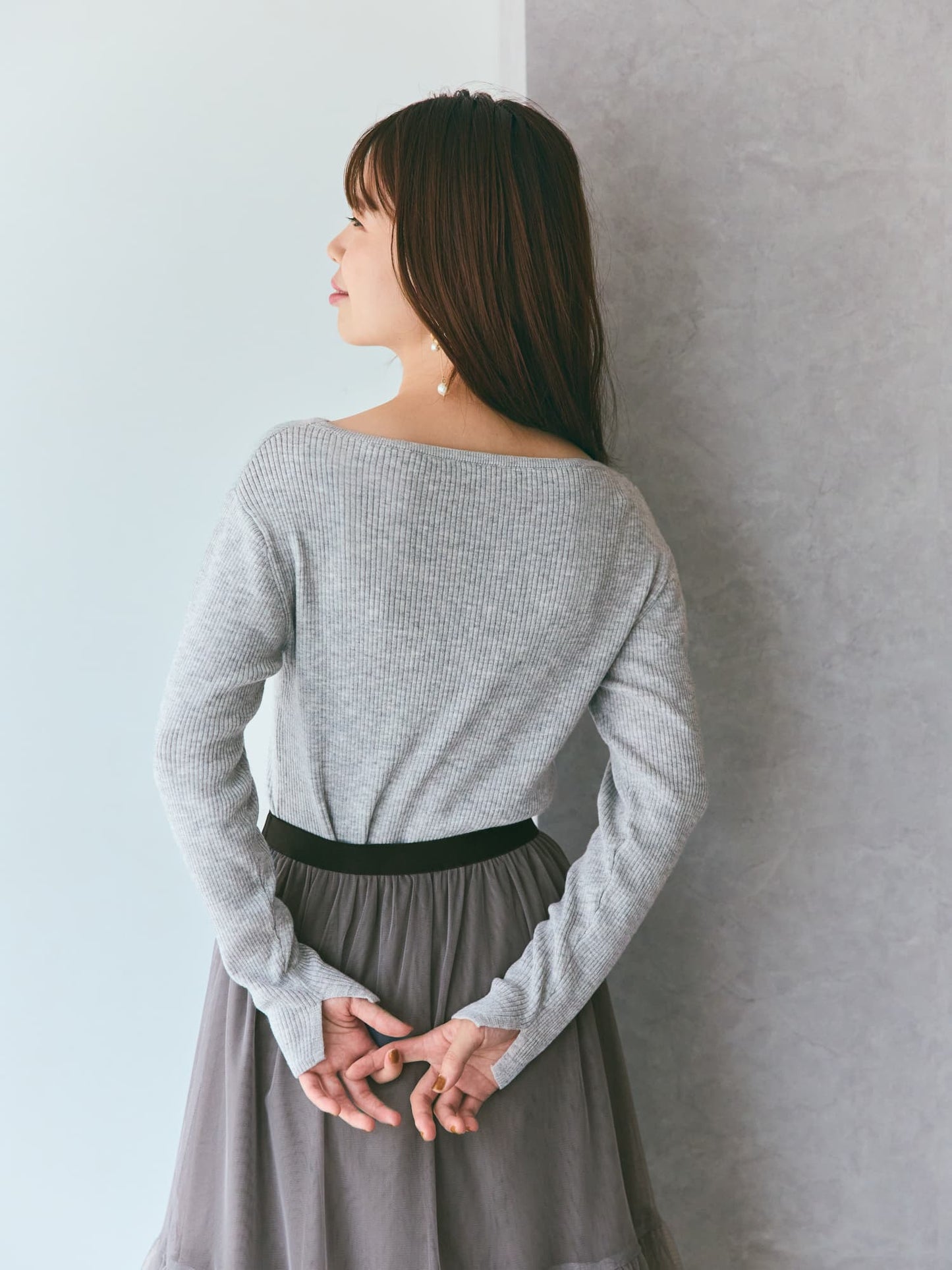 シルクウールボートネックリブニット　[通常]