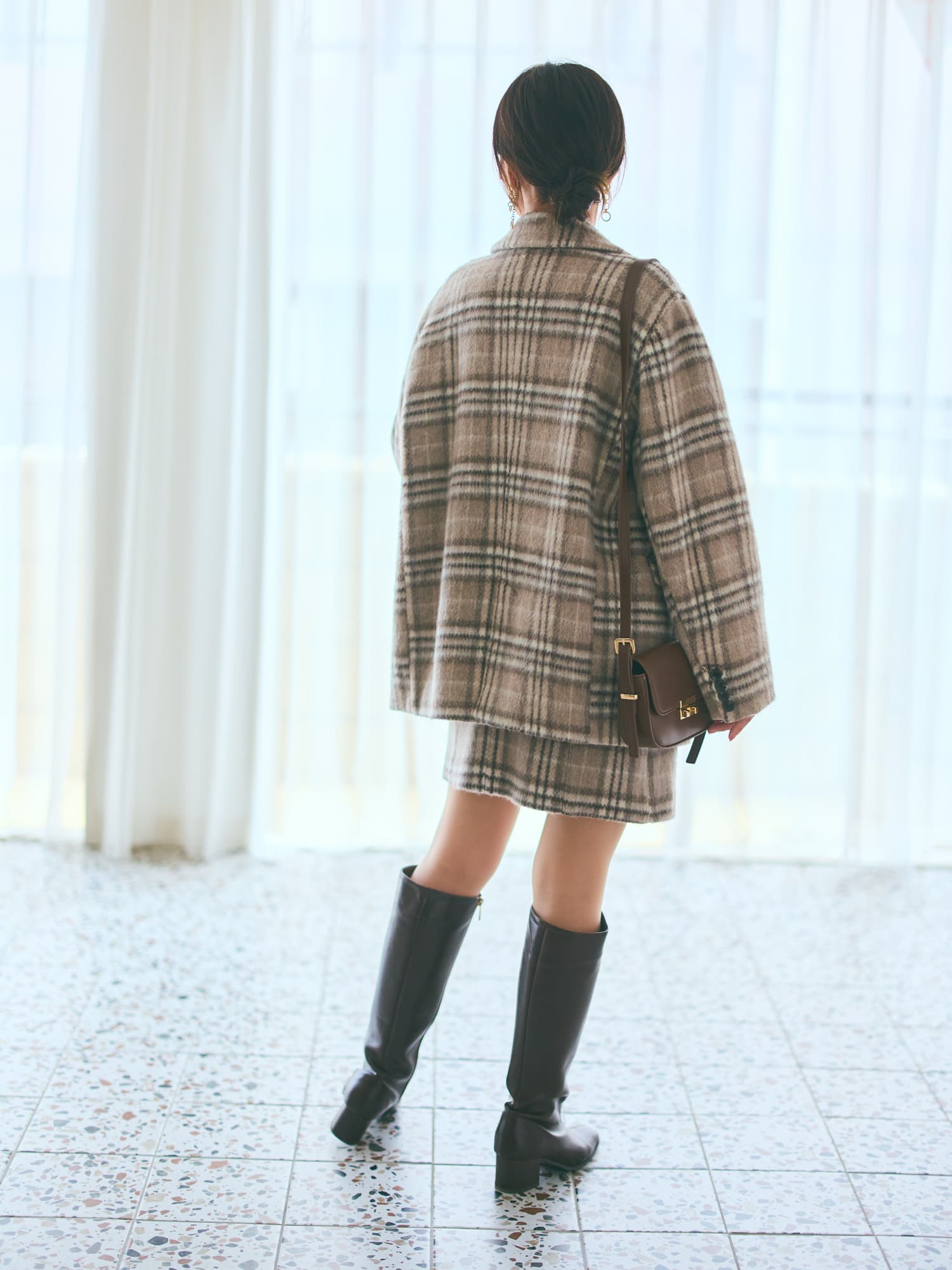 ECOLANAシャギーチェックスカート ECOLANAシャギーチェックスカート