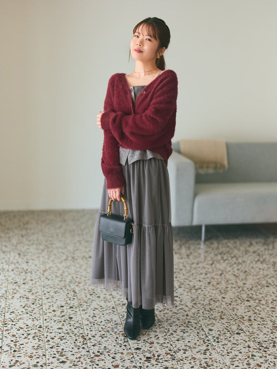 フェザーVネックカーディガン　[通常]