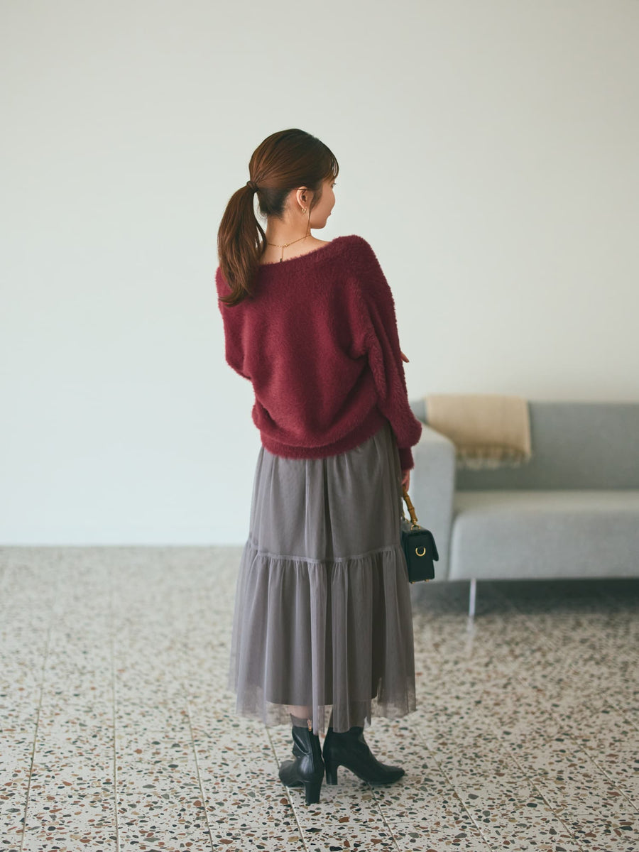 フェザーVネックカーディガン　[通常]