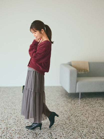 フェザーVネックカーディガン　[通常]